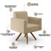 Kit 02 Poltronas Decorativa Giratória Base de Madeira Helô L02 Linho Bege Escuro - Lyam Decor