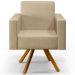 Kit 02 Poltronas Decorativa Giratória Base de Madeira Helô L02 Linho Bege Escuro - Lyam Decor