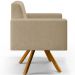 Kit 02 Poltronas Decorativa Giratória Base de Madeira Helô L02 Linho Bege Escuro - Lyam Decor