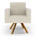 Kit 02 Poltronas Decorativa Giratória Para Sala Base de Madeira Helô L02 Linho Champagne -Lyam Decor