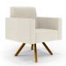 Kit 02 Poltronas Decorativa Giratória Para Sala Base de Madeira Helô L02 Linho Champagne -Lyam Decor