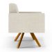 Kit 02 Poltronas Decorativa Giratória Para Sala Base de Madeira Helô L02 Linho Champagne -Lyam Decor