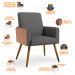 Kit 02 Poltronas Decorativa Maria W01 Pés Palito Linho Cinza Escuro Couríssimo Camel - Lyam Decor