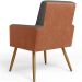 Kit 02 Poltronas Decorativa Maria W01 Pés Palito Linho Cinza Escuro Couríssimo Camel - Lyam Decor