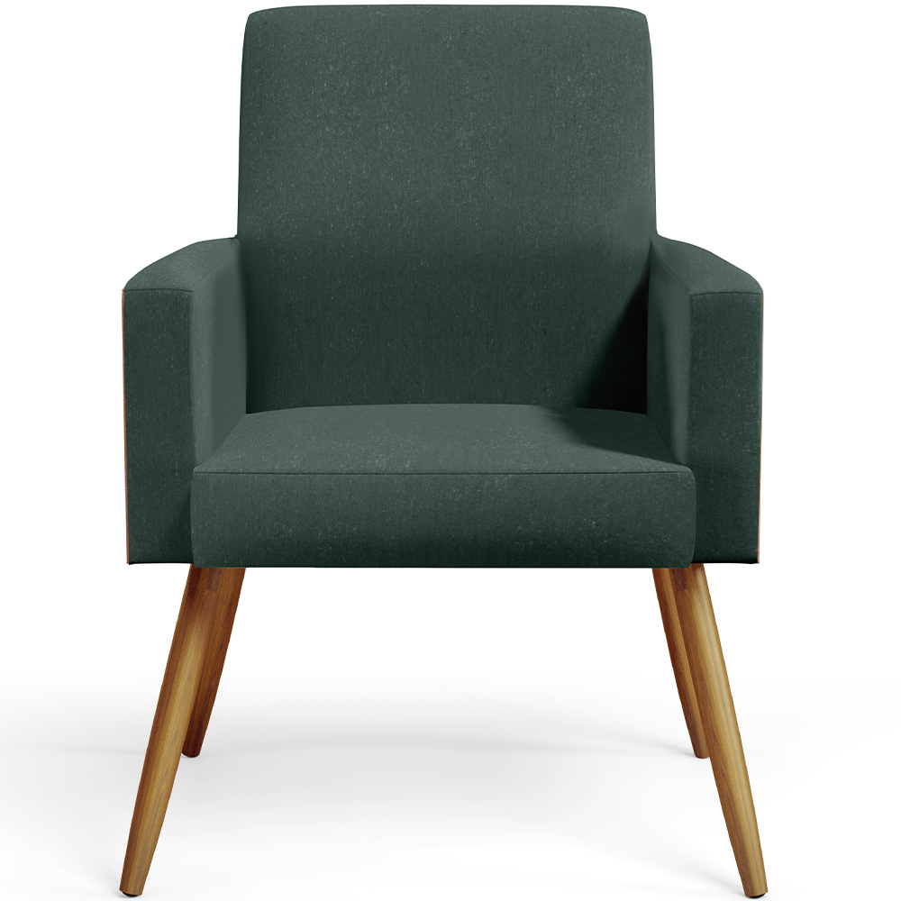 Kit 02 Poltronas Decorativa Maria W01 Pés Palito Linho Verde Musgo Couríssimo Camel - Lyam Decor