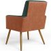 Kit 02 Poltronas Decorativa Maria W01 Pés Palito Linho Verde Musgo Couríssimo Camel - Lyam Decor