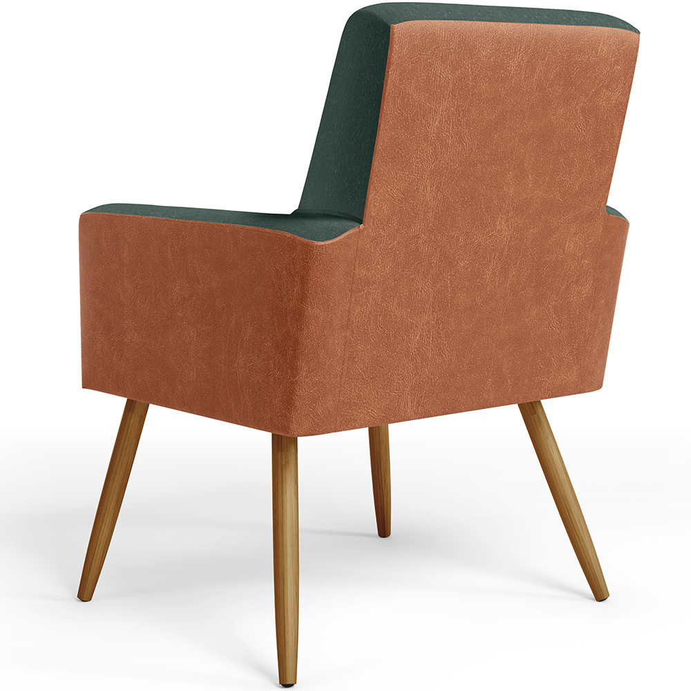 Kit 02 Poltronas Decorativa Maria W01 Pés Palito Linho Verde Musgo Couríssimo Camel - Lyam Decor