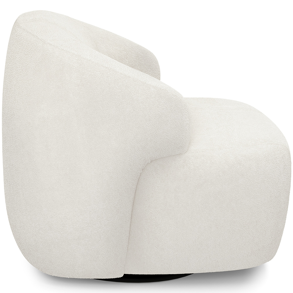 Kit 02 Poltronas Decorativa Orgânica Giratória Para Sala Living Barolo L06 Bouclê Branco - Lyam Decor