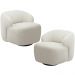 Kit 02 Poltronas Decorativa Orgânica Giratória Para Sala Living Barolo L06 Bouclê Off White - Lyam Decor