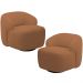Kit 02 Poltronas Decorativa Orgânica Giratória Para Sala Living Barolo L06 Bouclê Terracota - Lyam Decor