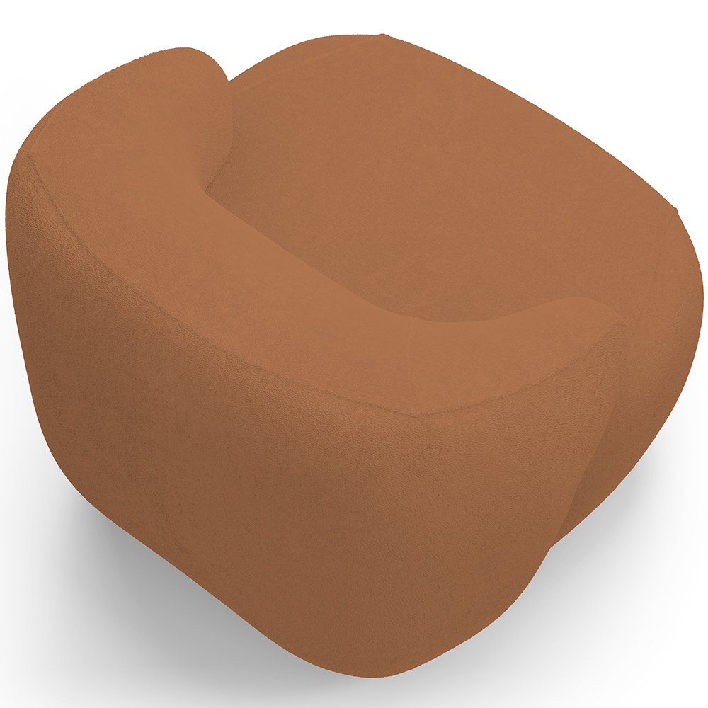 Kit 02 Poltronas Decorativa Orgânica Giratória Para Sala Living Barolo L06 Bouclê Terracota - Lyam Decor
