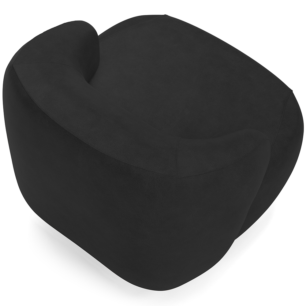 Kit 02 Poltronas Decorativa Orgânica Giratória Para Sala Living Barolo L06 Couro Preto - Lyam Decor