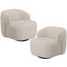 Kit 02 Poltronas Decorativa Orgânica Giratória Para Sala Living Barolo L06 Linho Bege - Lyam Decor