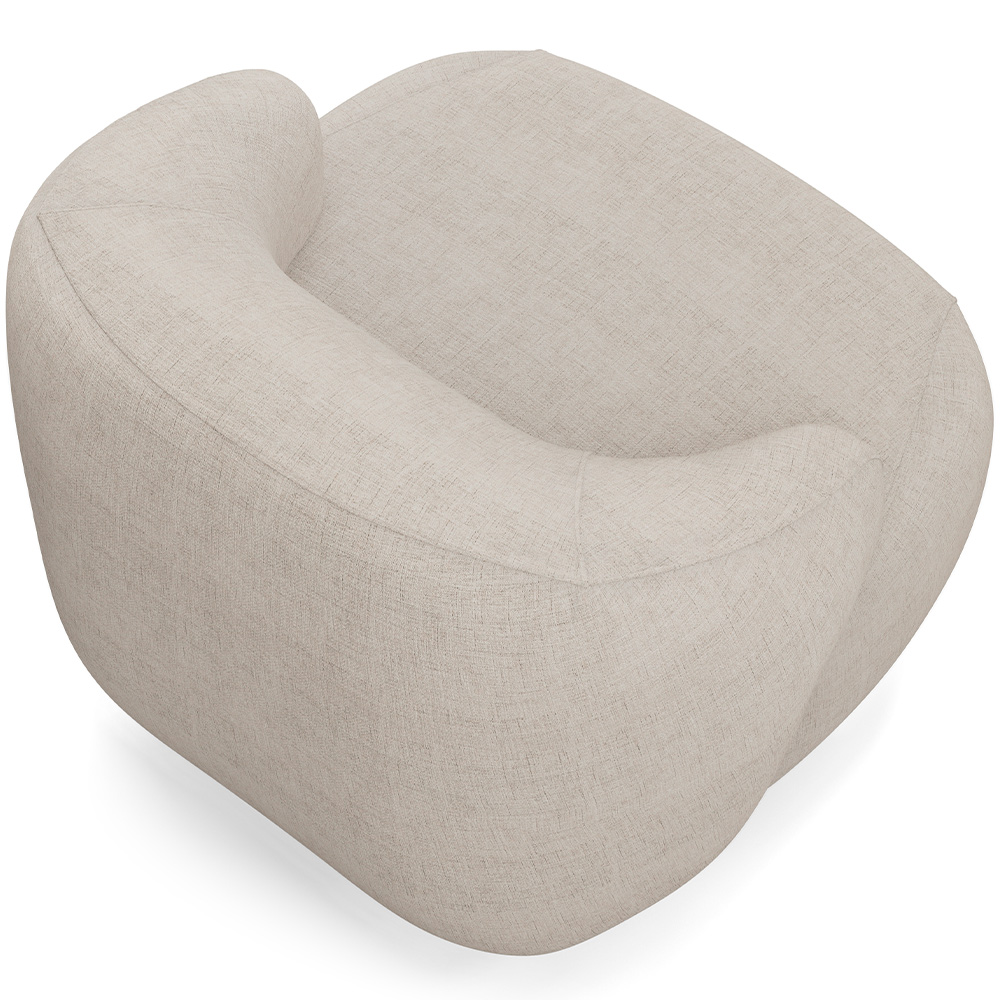 Kit 02 Poltronas Decorativa Orgânica Giratória Para Sala Living Barolo L06 Linho Bege - Lyam Decor