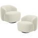 Kit 02 Poltronas Decorativa Orgânica Giratória Para Sala Living Barolo L06 Veludo Bege - Lyam Decor