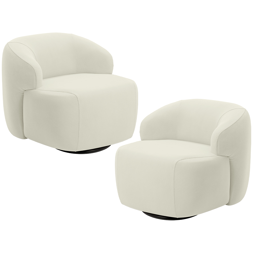 Kit 02 Poltronas Decorativa Orgânica Giratória Para Sala Living Barolo L06 Veludo Bege - Lyam Decor