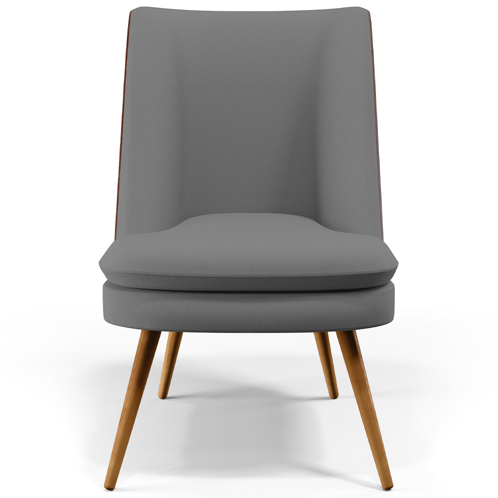 Kit 02 Poltronas Decorativa Pérsia Pés Palito D02 Veludo Cinza C-317 Corano Marrom B-38 - Lyam Decor