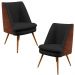 Kit 02 Poltronas Decorativa Pérsia Pés Palito D02 Veludo Preto C-300 Corano Marrom B-38 - Lyam Decor