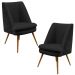 Kit 02 Poltronas Decorativa Pérsia Pés Palito D02 Veludo Preto C-300 Corano Preto B-97 - Lyam Decor