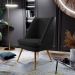 Kit 02 Poltronas Decorativa Pérsia Pés Palito D02 Veludo Preto C-300 Corano Preto B-97 - Lyam Decor
