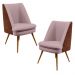 Kit 02 Poltronas Decorativa Pérsia Pés Palito D02 Veludo Rosê C-305 Corano Marrom B-38 - Lyam Decor