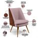 Kit 02 Poltronas Decorativa Pérsia Pés Palito D02 Veludo Rosê C-305 Corano Marrom B-38 - Lyam Decor