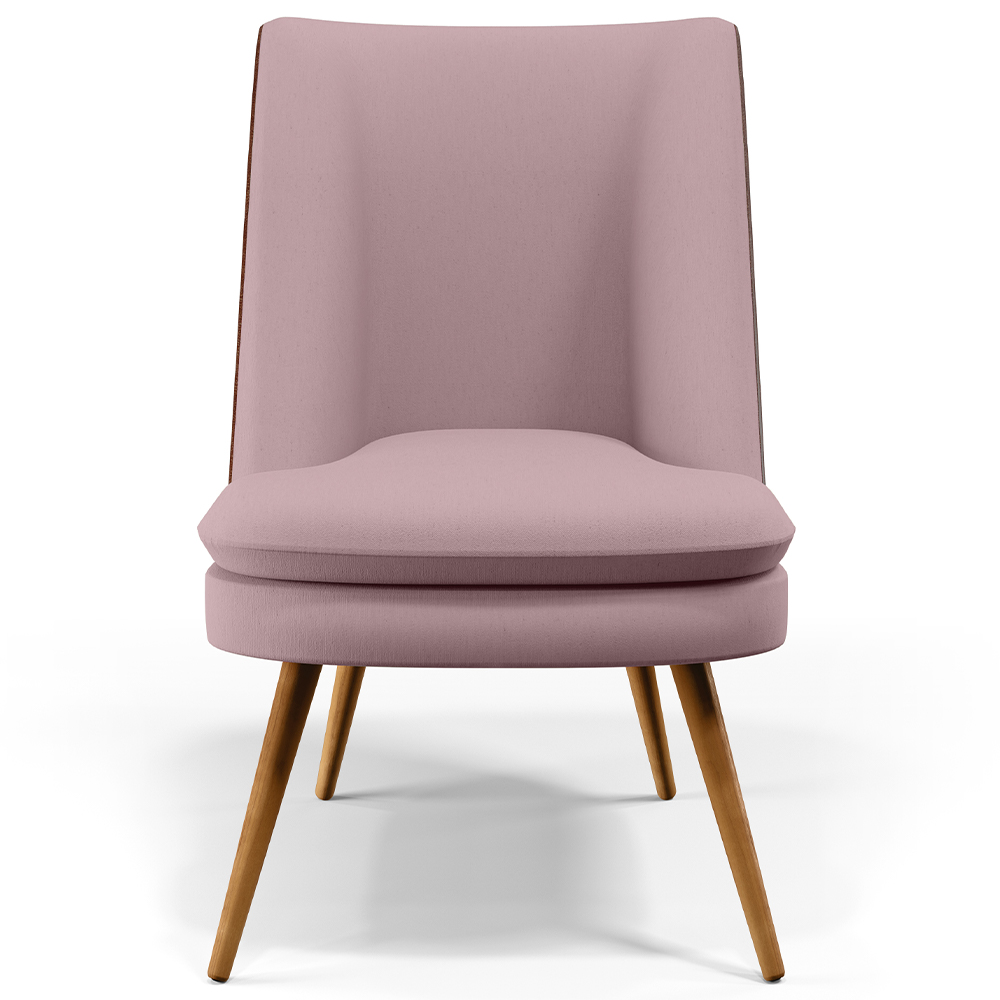 Kit 02 Poltronas Decorativa Pérsia Pés Palito D02 Veludo Rosê C-305 Corano Marrom B-38 - Lyam Decor