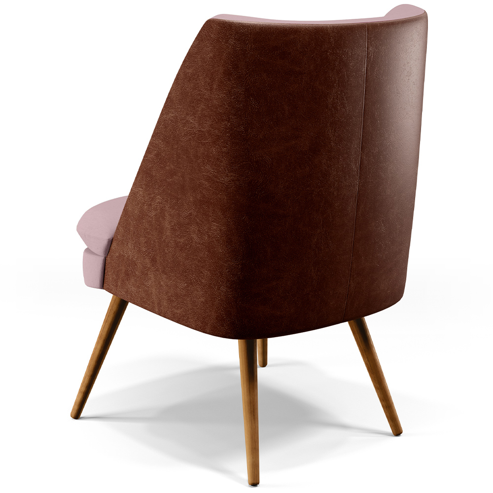 Kit 02 Poltronas Decorativa Pérsia Pés Palito D02 Veludo Rosê C-305 Corano Marrom B-38 - Lyam Decor