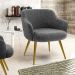 Kit 02 Poltronas Decorativa Pés Palito D'Ouro Jade D02 Linho Chumbo C-469 - Lyam Decor