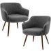 Kit 02 Poltronas Decorativa Pés Palito Jade D02 Linho Chumbo C-469 - Lyam Decor