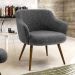 Kit 02 Poltronas Decorativa Pés Palito Jade D02 Linho Chumbo C-469 - Lyam Decor