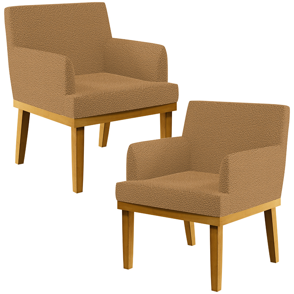 Kit 02 Poltronas Decorativa Para Sala De Estar E Recepção Beatriz W01 Bouclê Mostarda - Lyam Decor