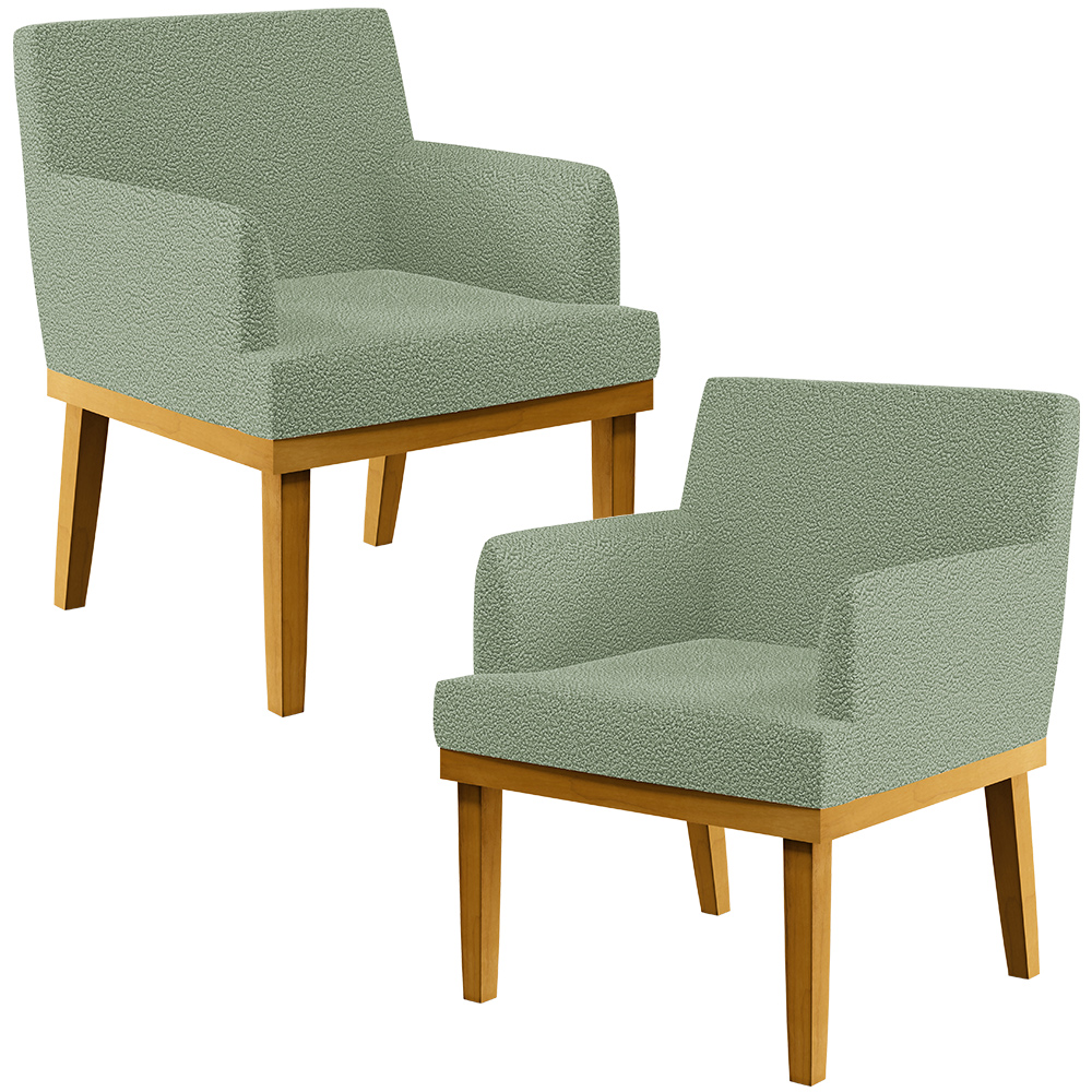 Kit 02 Poltronas Decorativa Para Sala De Estar E Recepção Beatriz W01 Bouclê Oliva - Lyam Decor