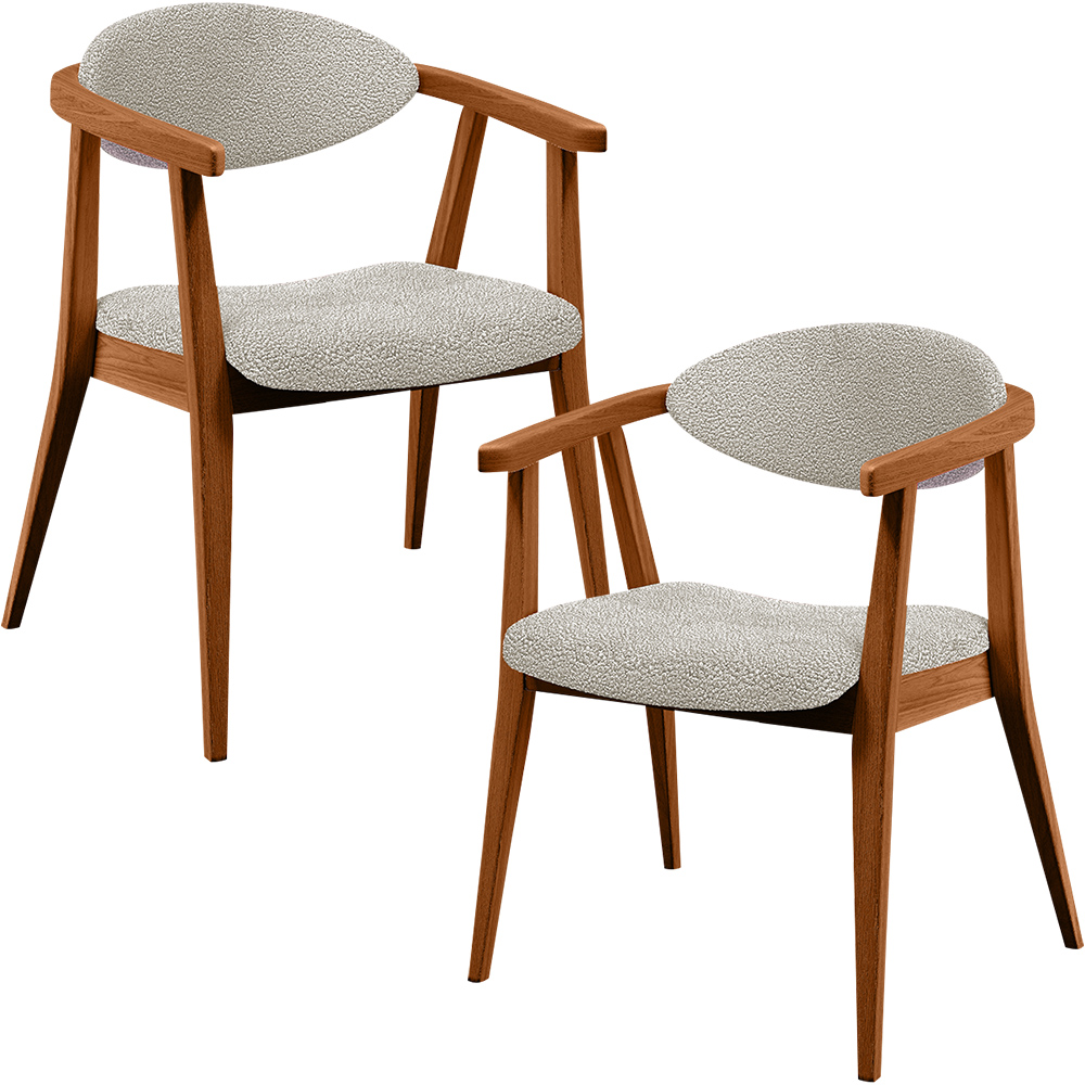 Kit 02 Poltronas Decorativa Para Sala De Estar E Recepção Cecília L02 Bouclê Creme - Lyam Decor