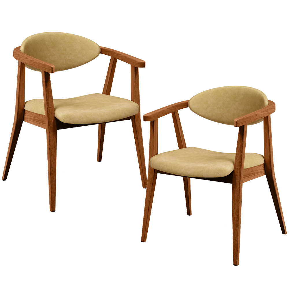 Kit 02 Poltronas Decorativa Para Sala De Estar E Recepção Cecília L02 Couríssimo Casco Fendi - Lyam Decor