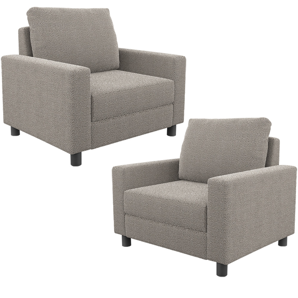 Kit 02 Poltronas Decorativa Para Sala De Estar E Recepção Malta L02 Bouclê Bege - Lyam Decor
