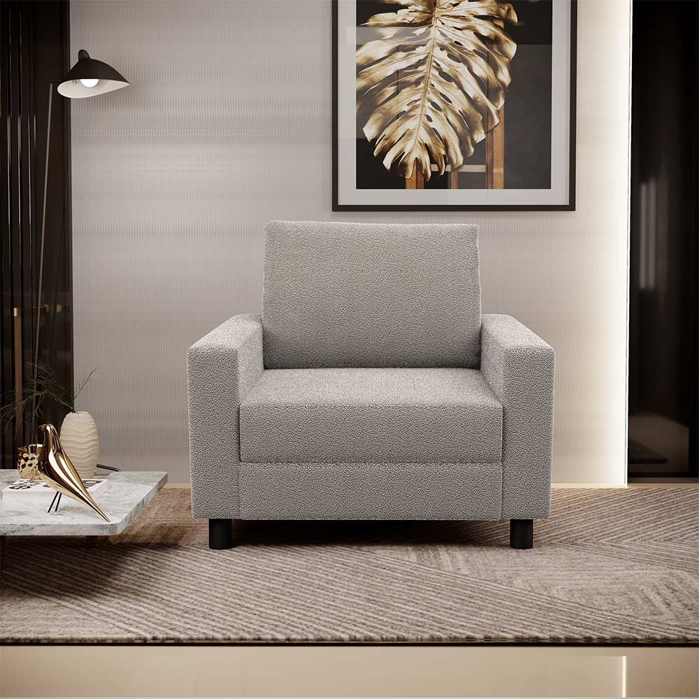 Kit 02 Poltronas Decorativa Para Sala De Estar E Recepção Malta L02 Bouclê Bege - Lyam Decor