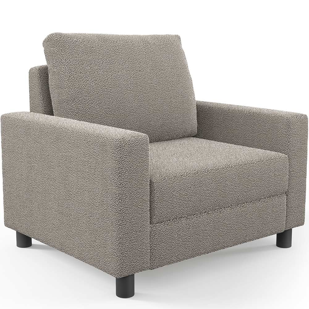 Kit 02 Poltronas Decorativa Para Sala De Estar E Recepção Malta L02 Bouclê Bege - Lyam Decor