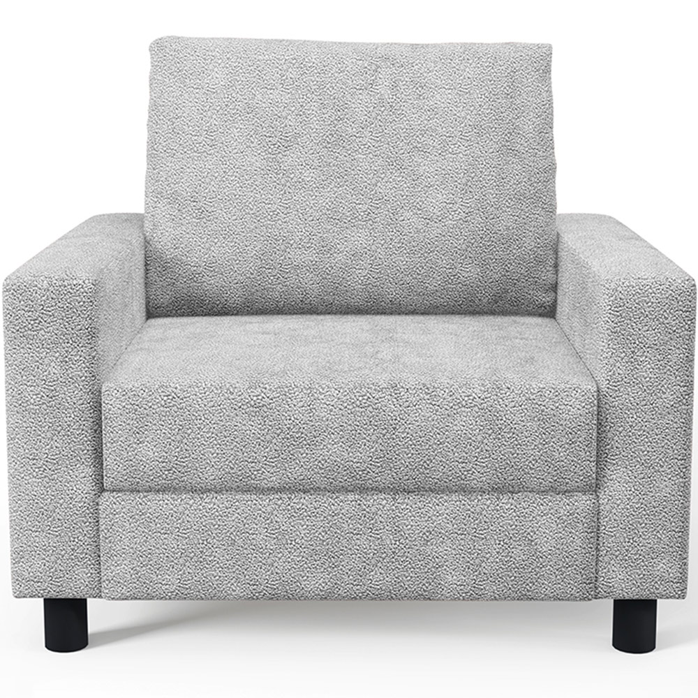 Kit 02 Poltronas Decorativa Para Sala De Estar E Recepção Malta L02 Bouclê Cinza - Lyam Decor