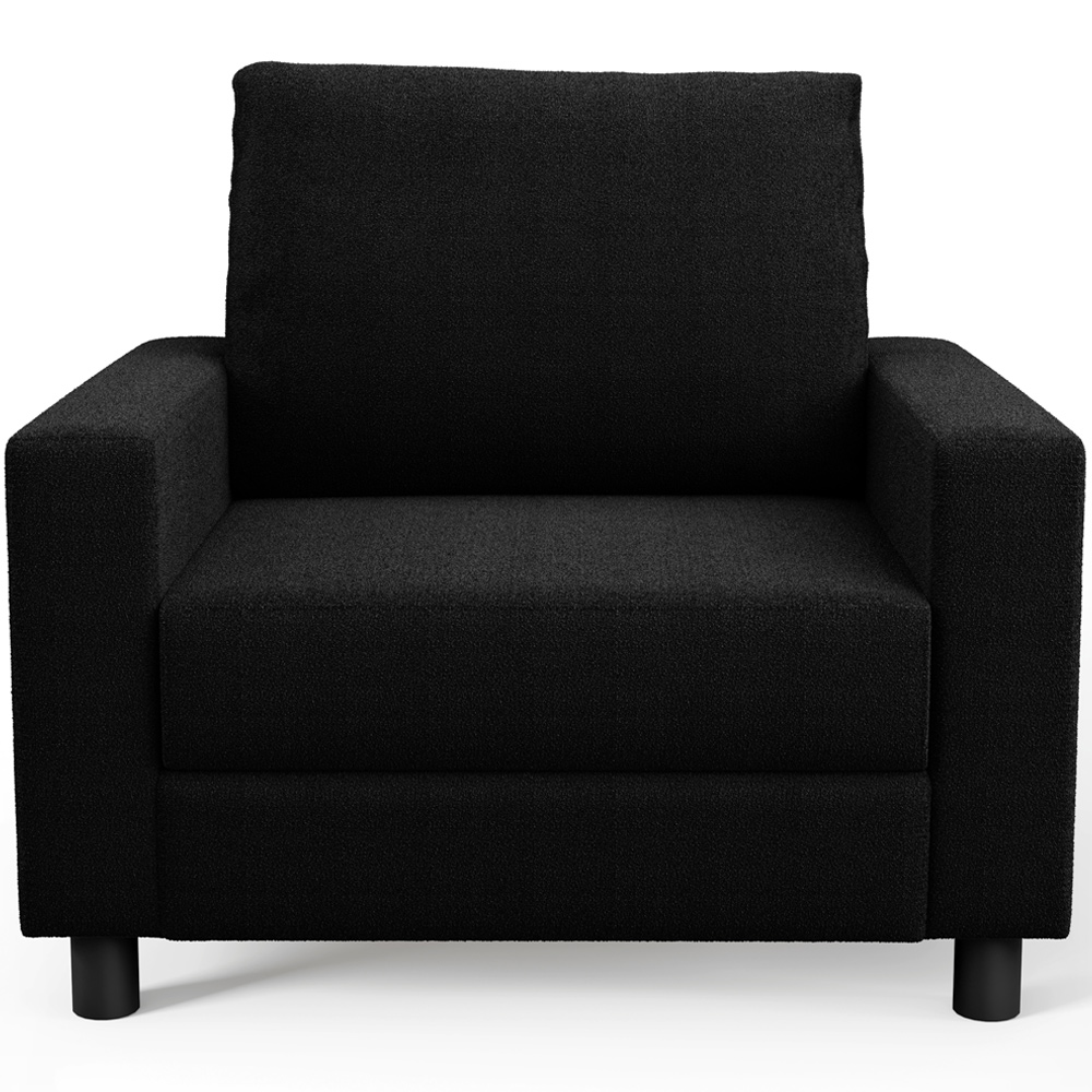 Kit 02 Poltronas Decorativa Para Sala De Estar E Recepção Malta L02 Bouclê Preto - Lyam Decor