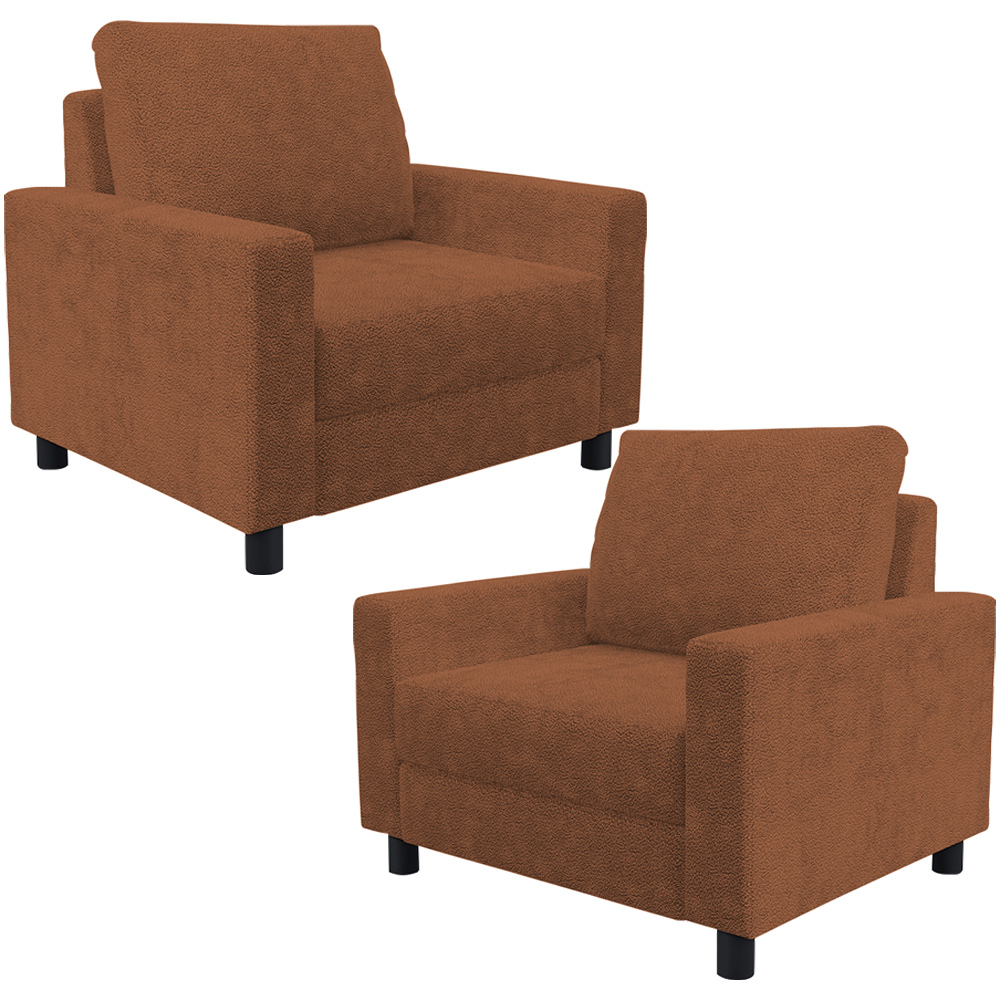 Kit 02 Poltronas Decorativa Para Sala De Estar E Recepção Malta L02 Bouclê Terracota - Lyam Decor