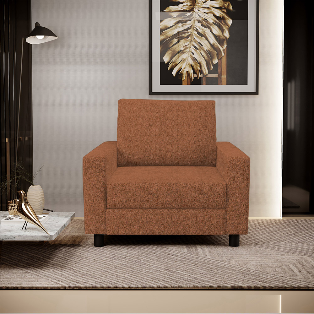 Kit 02 Poltronas Decorativa Para Sala De Estar E Recepção Malta L02 Bouclê Terracota - Lyam Decor