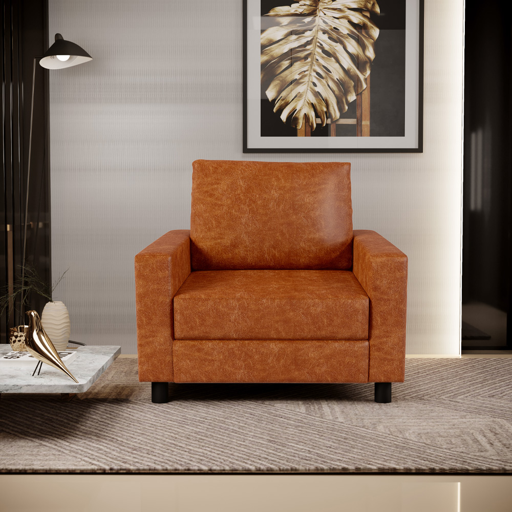 Kit 02 Poltronas Decorativa Para Sala De Estar E Recepção Malta L02 Couríssimo Camel  - Lyam Decor