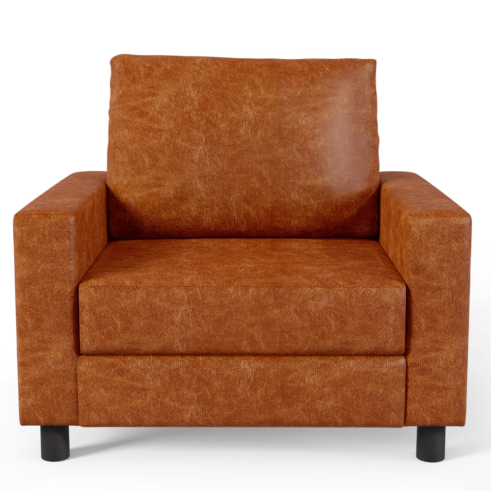 Kit 02 Poltronas Decorativa Para Sala De Estar E Recepção Malta L02 Couríssimo Camel  - Lyam Decor