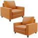 Kit 02 Poltronas Decorativa Para Sala De Estar E Recepção Malta L02 Couríssimo Whisky - Lyam Decor