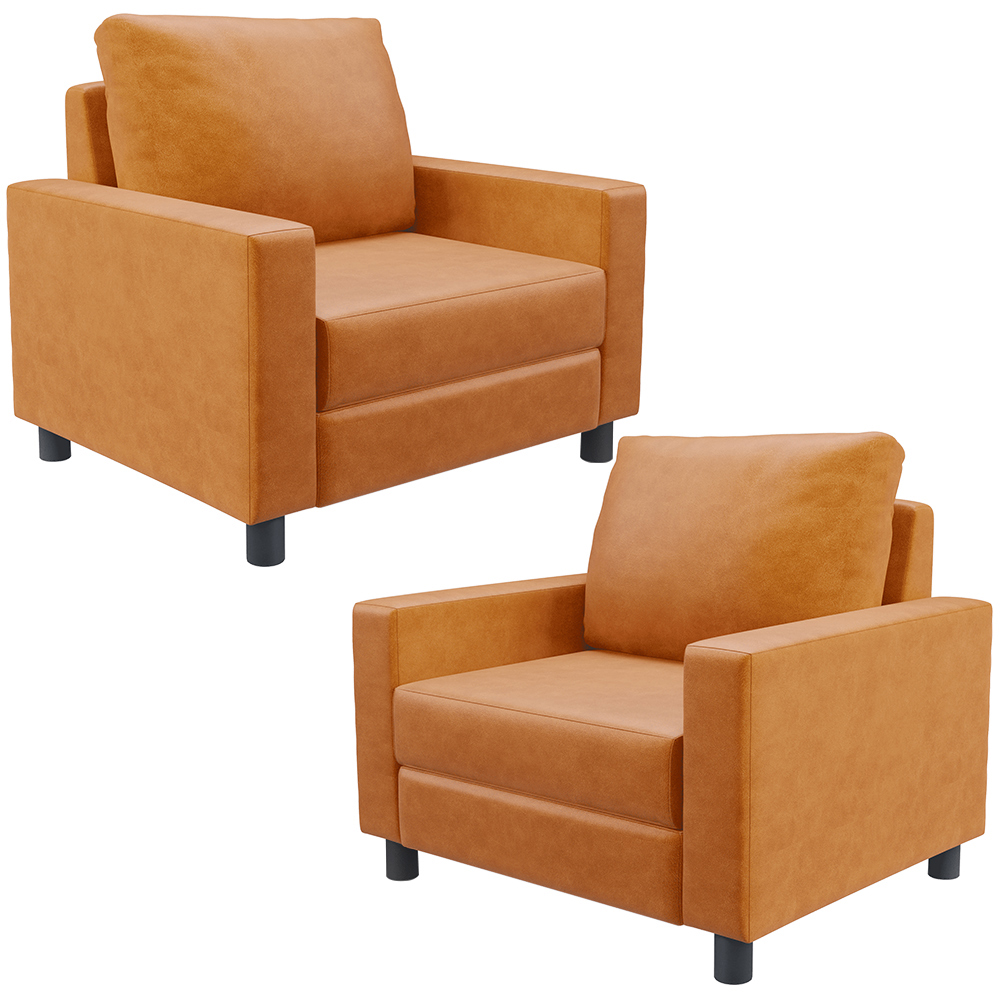 Kit 02 Poltronas Decorativa Para Sala De Estar E Recepção Malta L02 Couríssimo Whisky - Lyam Decor