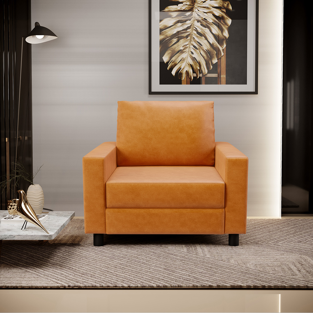 Kit 02 Poltronas Decorativa Para Sala De Estar E Recepção Malta L02 Couríssimo Whisky - Lyam Decor