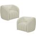 Kit 02 Poltronas Decorativa Para Sala De Estar Lazio M03 Bouclê Bege Claro - Lyam Decor