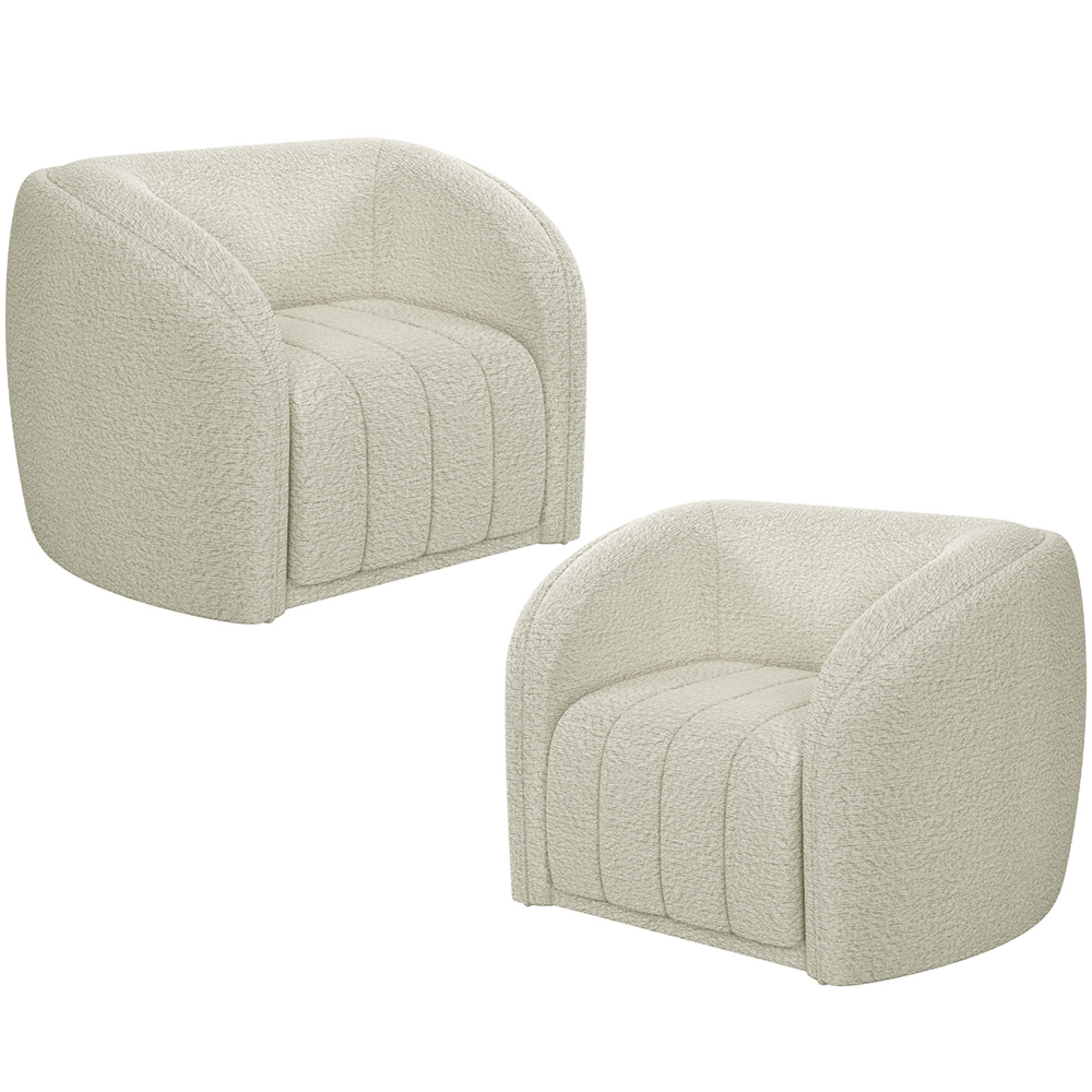 Kit 02 Poltronas Decorativa Para Sala De Estar Lazio M03 Bouclê Bege Claro - Lyam Decor