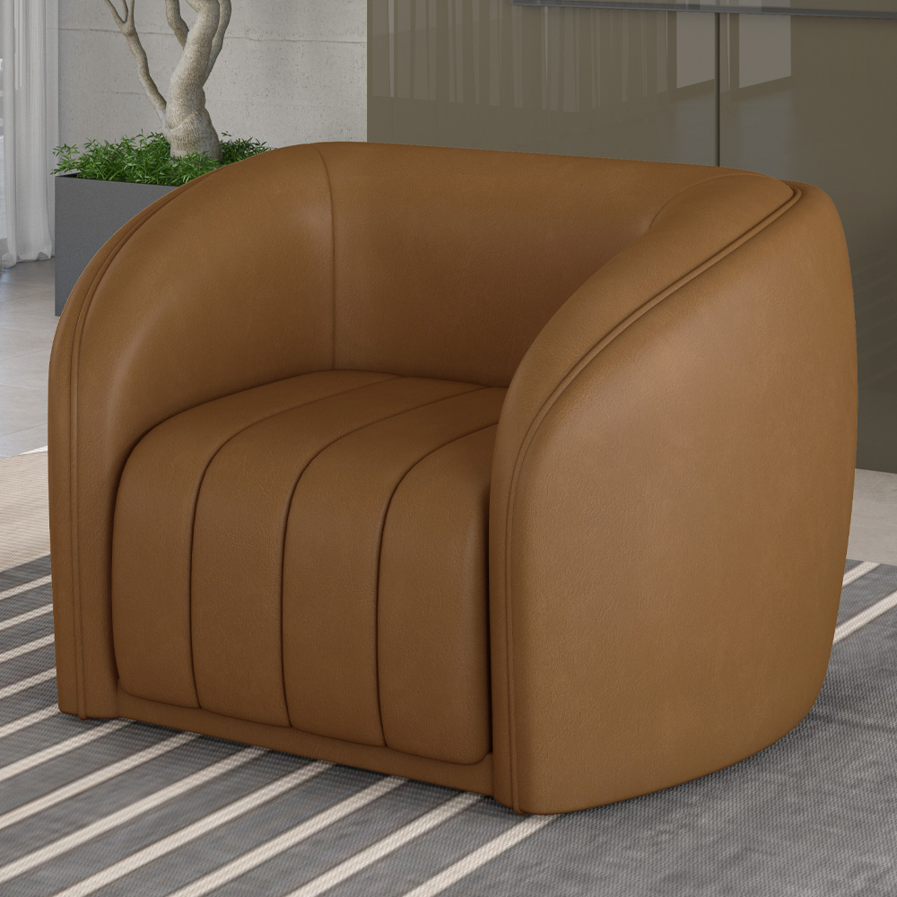 Kit 02 Poltronas Decorativa Para Sala De Estar Lazio M03 Couríssimo Whisky - Lyam Decor